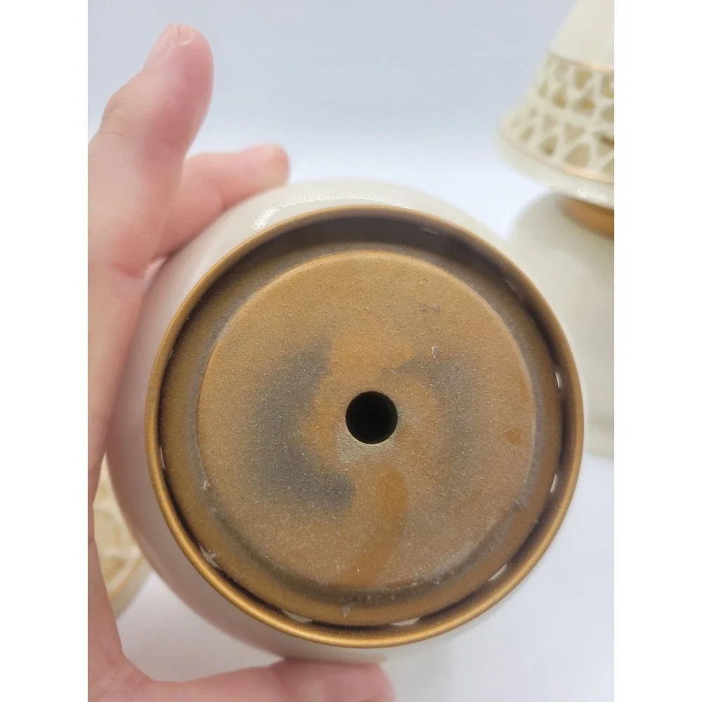 Lamp Lighr Aroma Glow Oil Lamp  Cream Ceramic Mini Lamp Votive  Set 2
